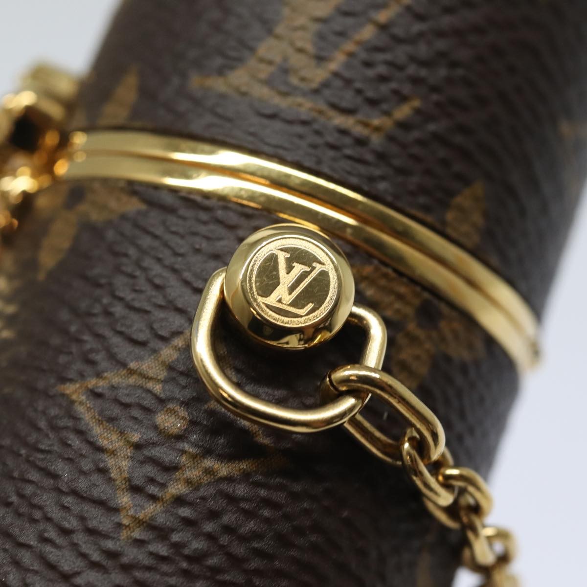 Louis Vuitton Lipstick Case on Chain Monogram Canvas, BROWN, CANVAS, Clutche & pouche