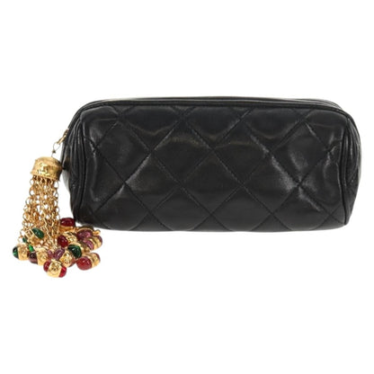 Chanel Vintage Clutch Leather, BLACK, LEATHER, Clutche & pouche