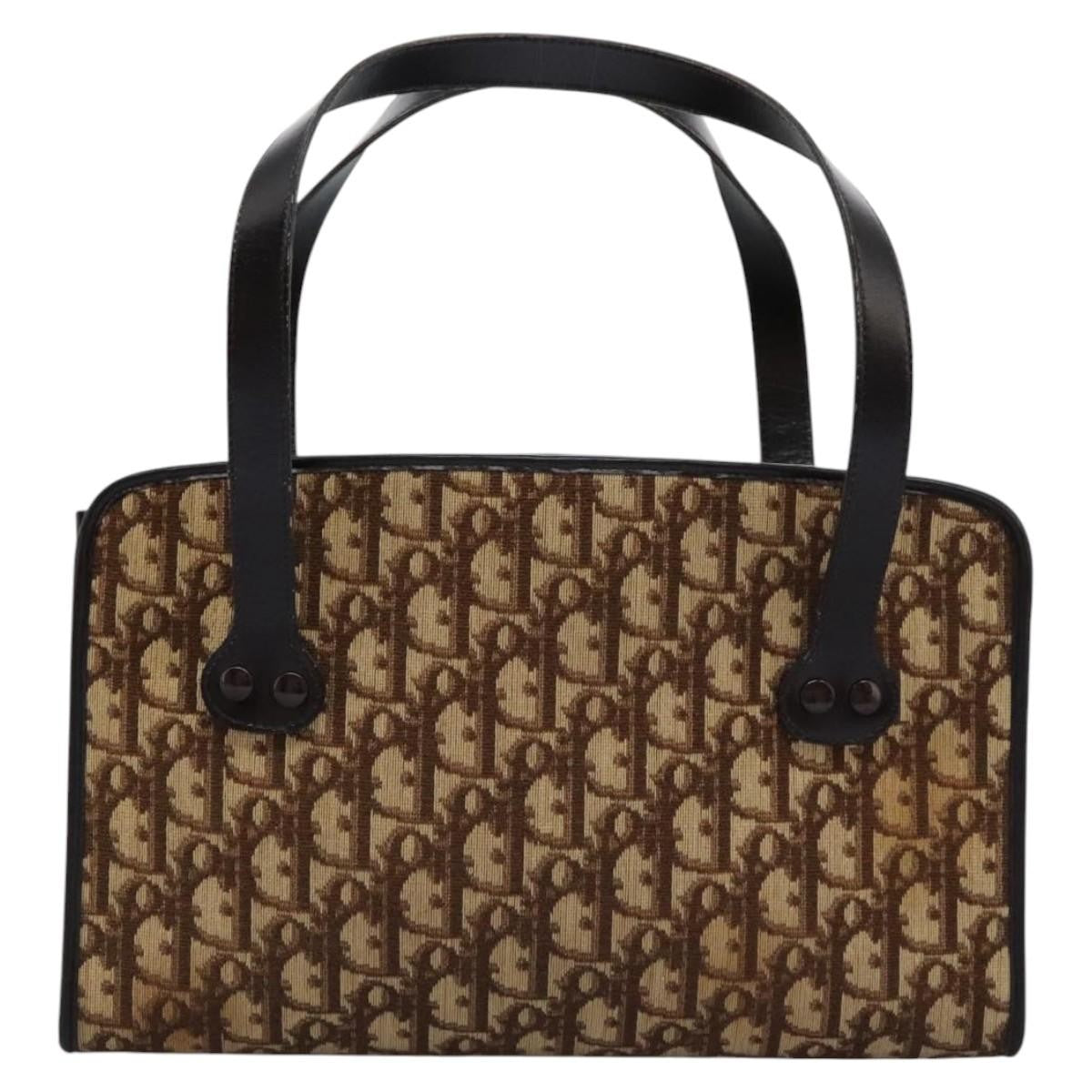 Christian Dior Vintage CD Trotter Handbag Canvas, BROWN, CANVAS, Handbag