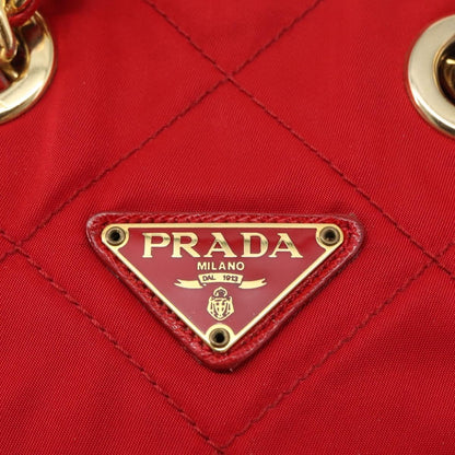 Prada Chain Shoulder Bag Quilted Tessuto, RED, NYLON, Shoulder bag