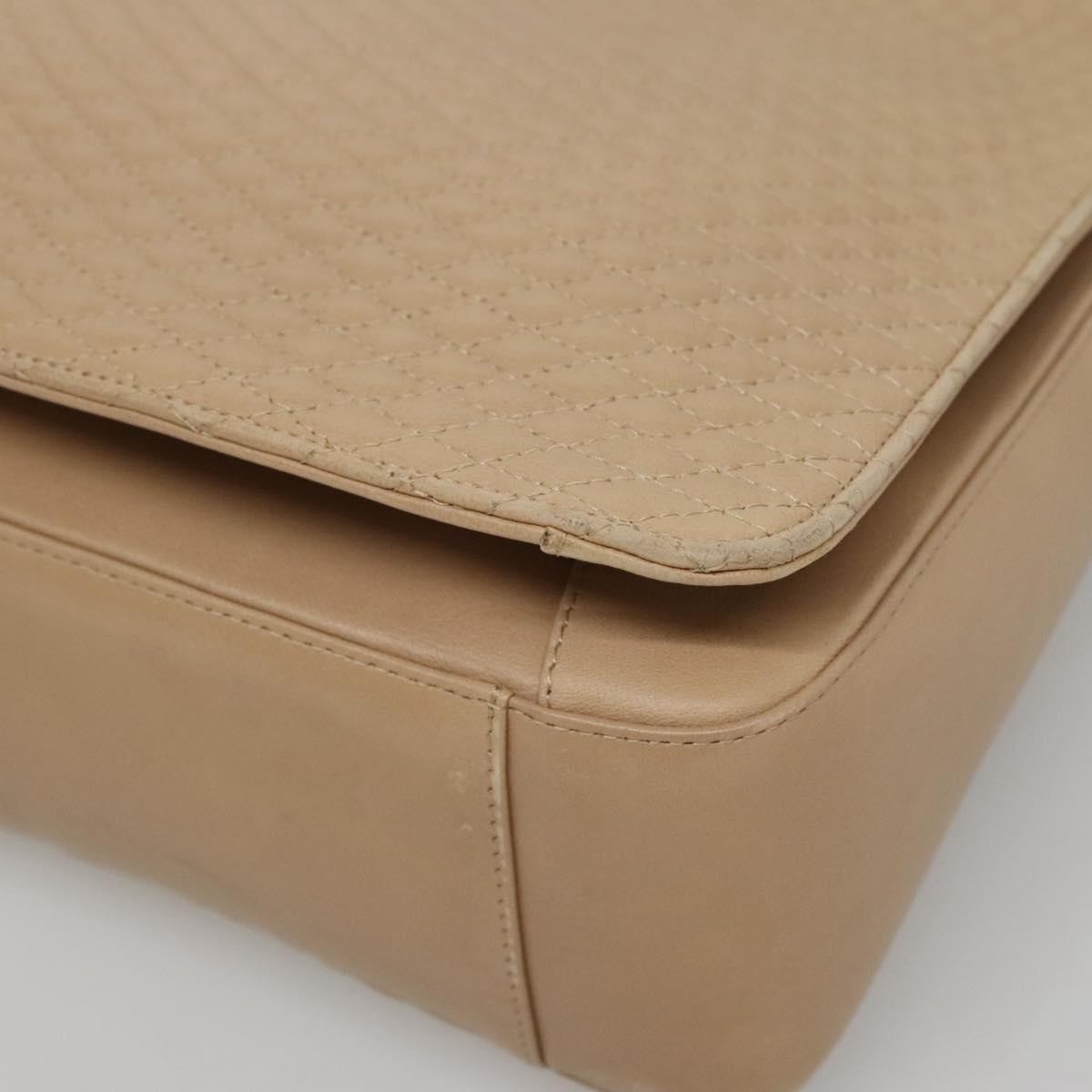 Bally Vintage Chain Shoulder Bag Quilted Leather, BEIGE, LEATHER, Shoulder bag