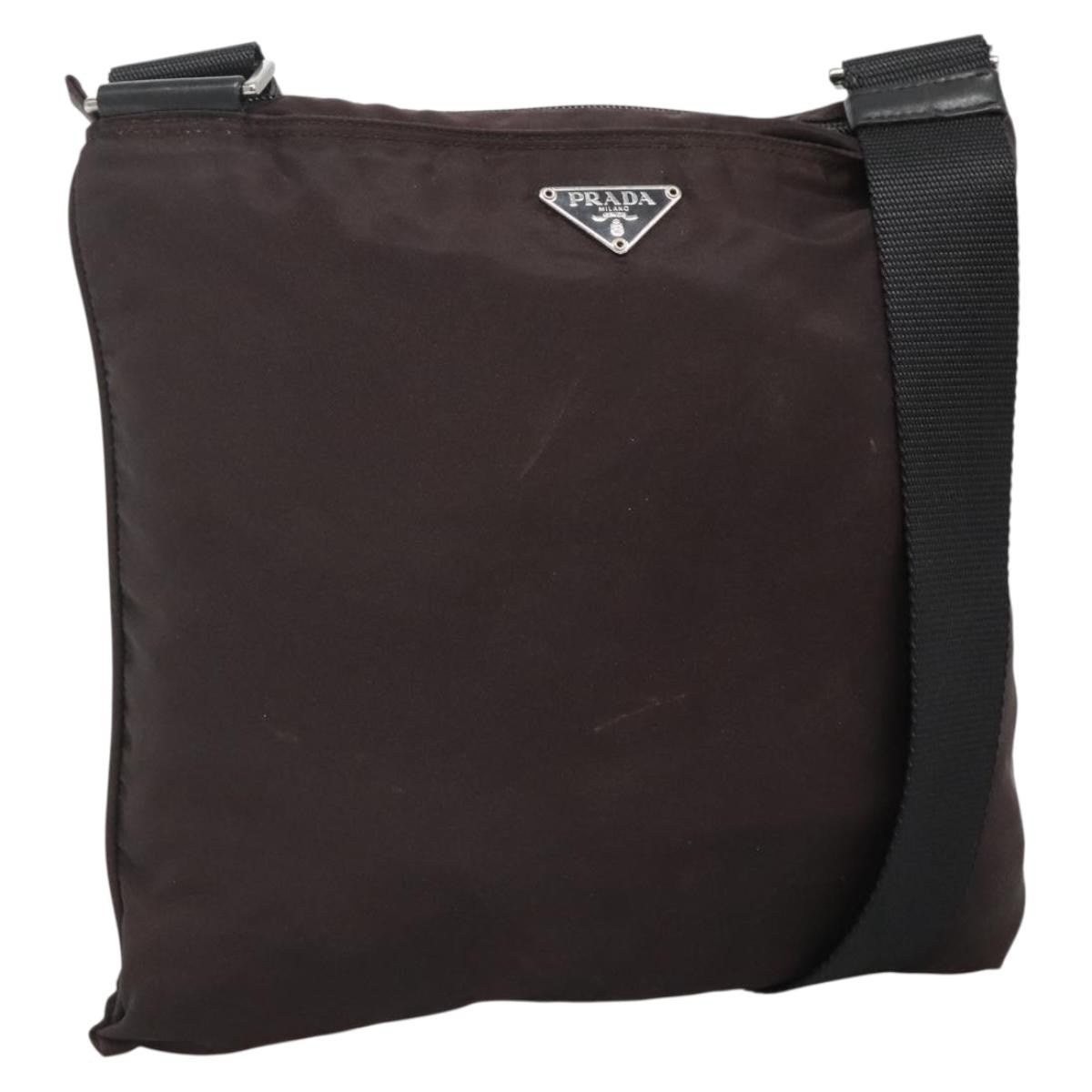 Prada Flat Messenger Bag Tessuto, BLACK, NYLON, Shoulder bag