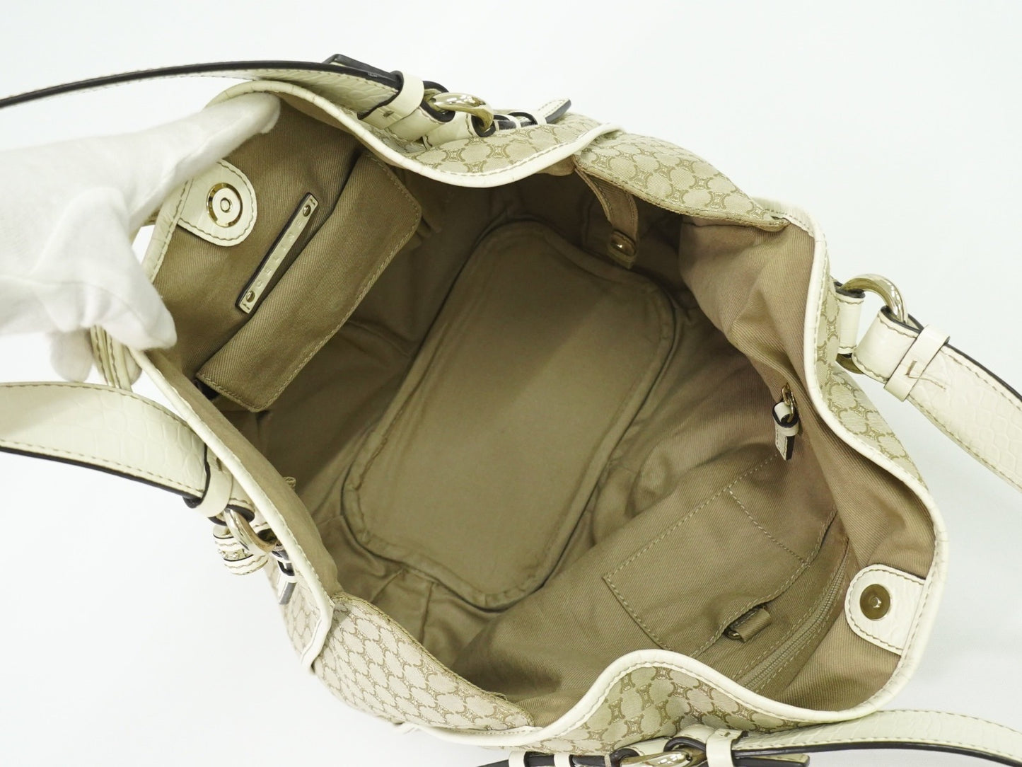 Celine Bittersweet Canvas, BEIGE, CANVAS, Tote bag