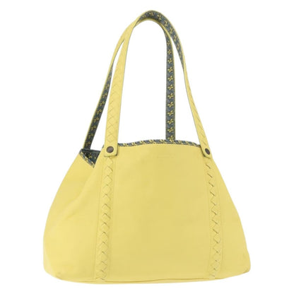 Bottega Veneta A-Shape Tote Leather with Intrecciato Detail, YELLOW, LEATHER, Shoulder bag