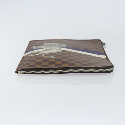 Louis Vuitton Pochette Jour Limited Edition Chapman Savane Damier, BROWN, CANVAS, Clutche & pouche