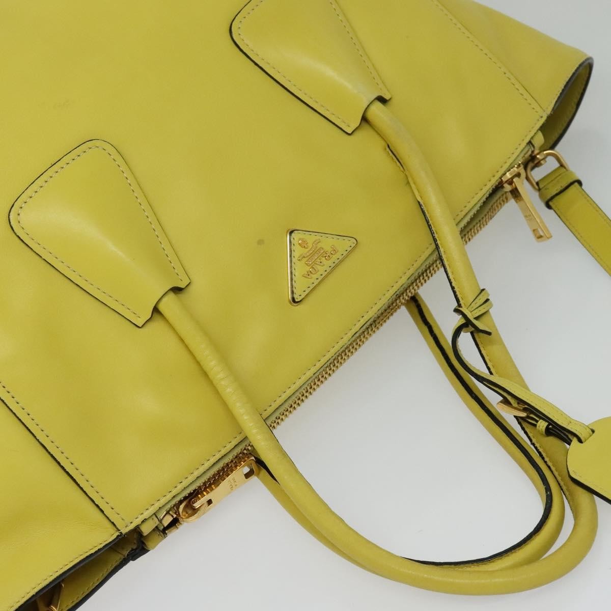 Prada Concept Double Zip Tote Calfskin, YELLOW, LEATHER, Tote bag
