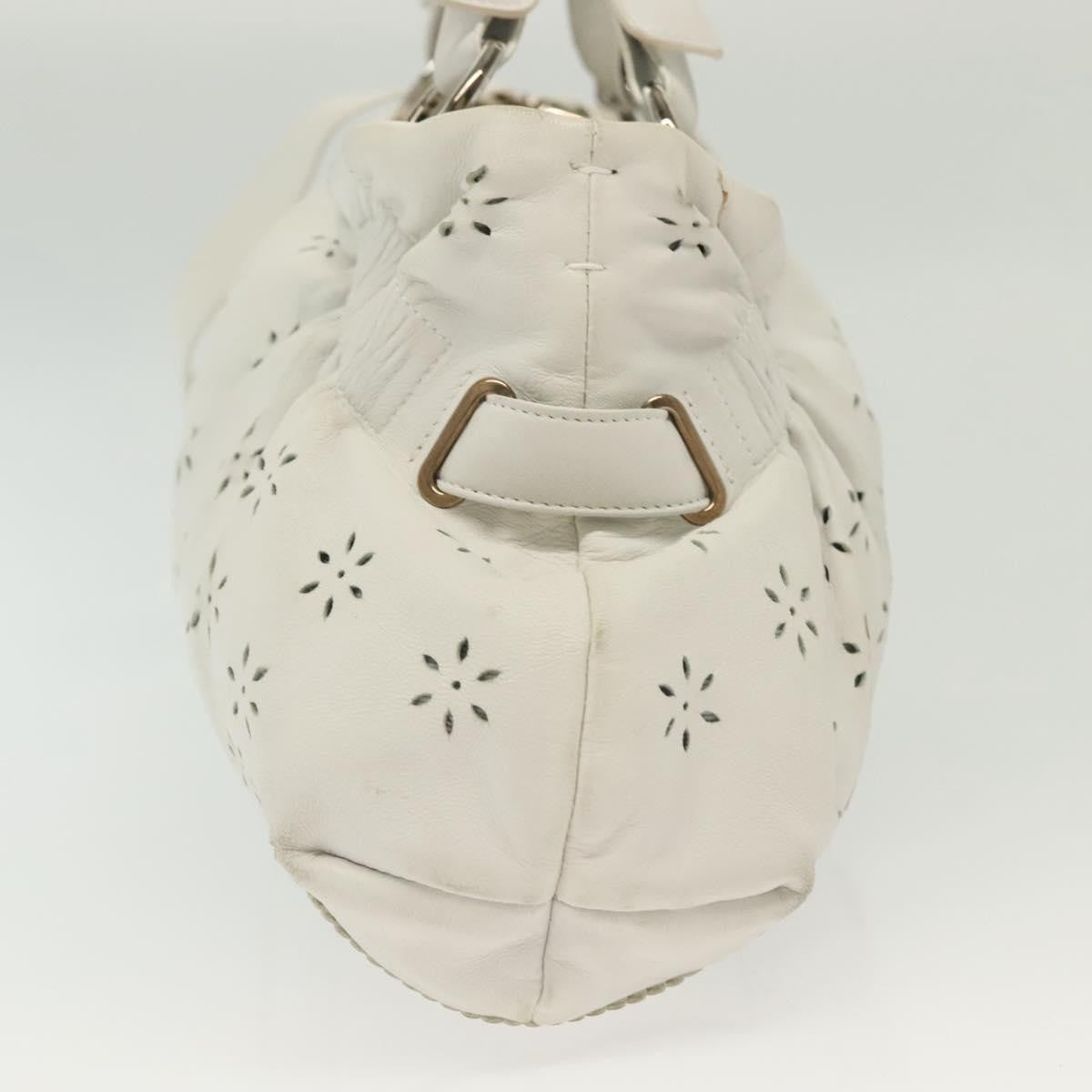 Salvatore Ferragamo Gancini handbag Leather, WHITE, LEATHER, Handbag