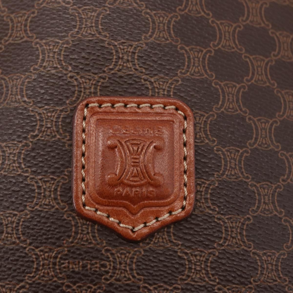 Celine Vintage Macadam Shoulder Bag Canvas and Leather, BROWN, PVC, Shoulder bag