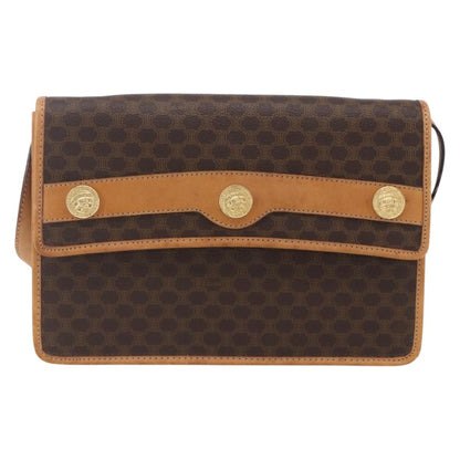 Celine Vintage Macadam Shoulder Bag Canvas and Leather, BROWN, CANVAS, Shoulder bag