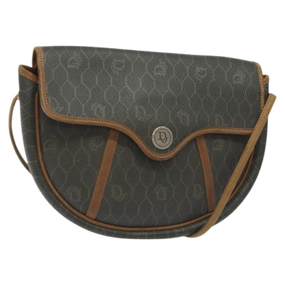 Christian Dior Vintage Honeycomb Flap Crossbody Bag Coated Canvas, GRAY, CANVAS, Crossbody bag