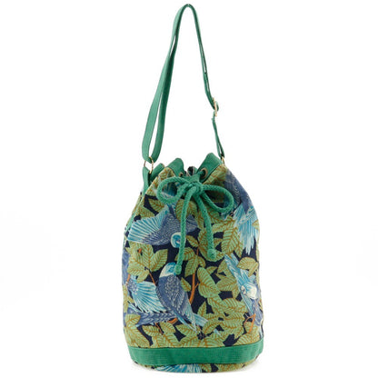 Hermes Vintage Drawstring Bucket Shoulder Bag Printed Canvas, MULTICOLOUR, COTTON, Shoulder bag
