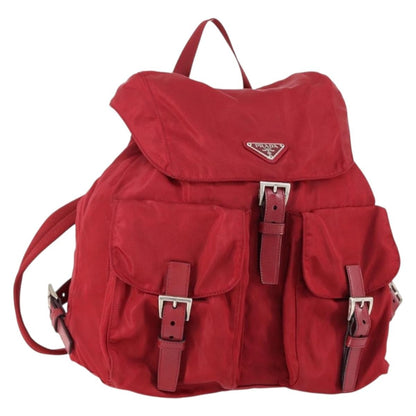 Prada Double Front Pocket Backpack Tessuto, RED, NYLON, Backpack