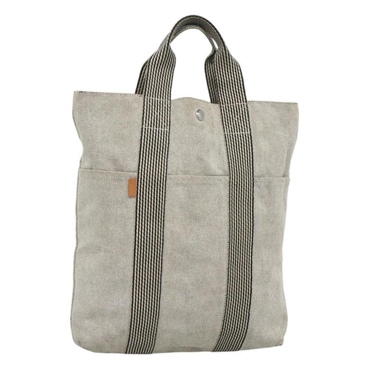 Hermes Fourre Tout Tote Canvas, GRAY, CANVAS, Tote bag