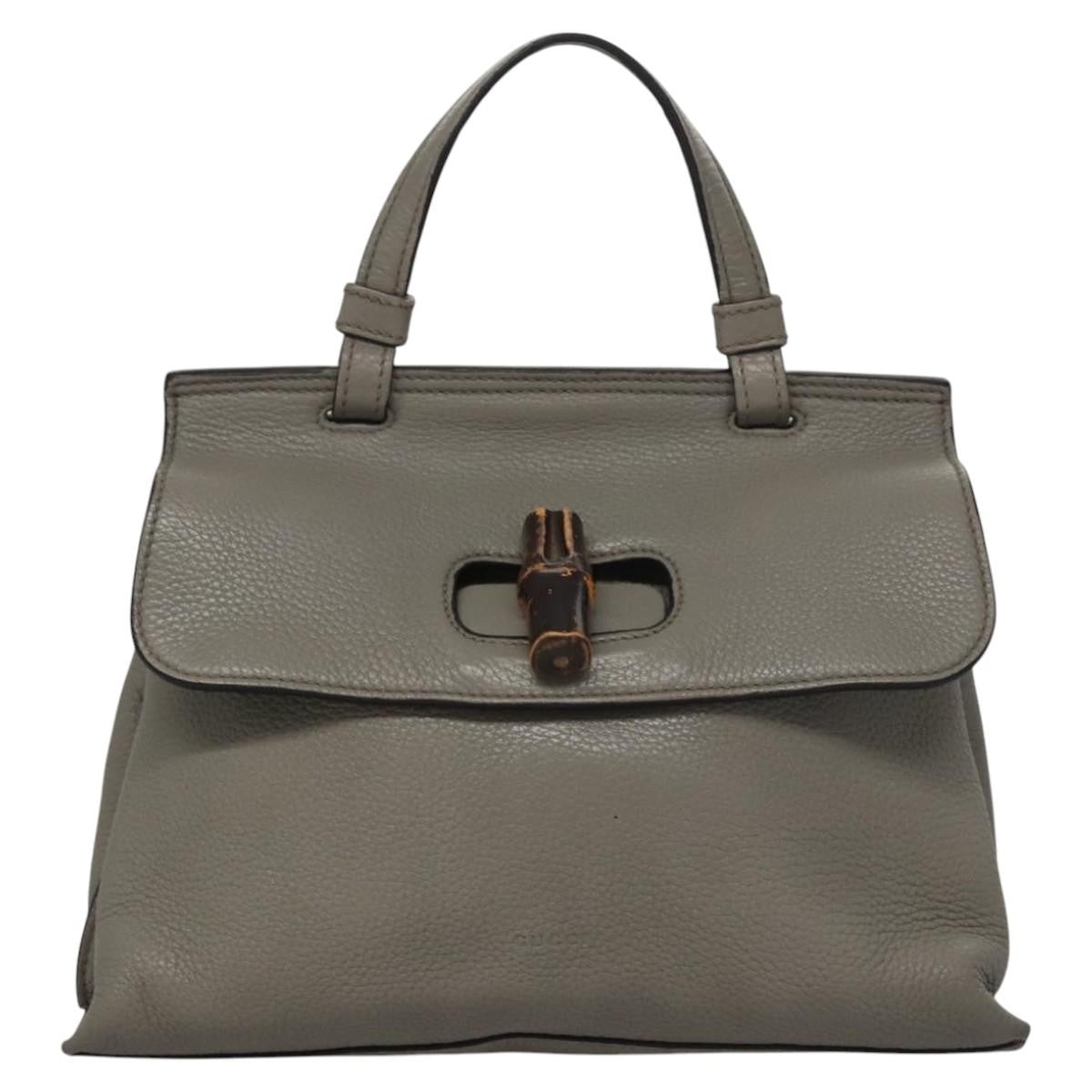 Gucci Bamboo Daily Top Handle Bag Leather, GRAY, LEATHER, Handbag