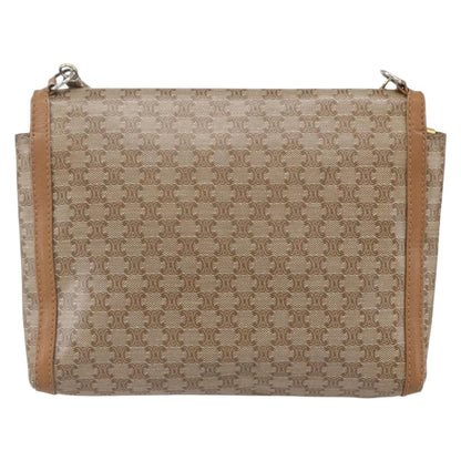 Celine Vintage Macadam Shoulder Bag Canvas and Leather, BEIGE, CANVAS, Shoulder bag