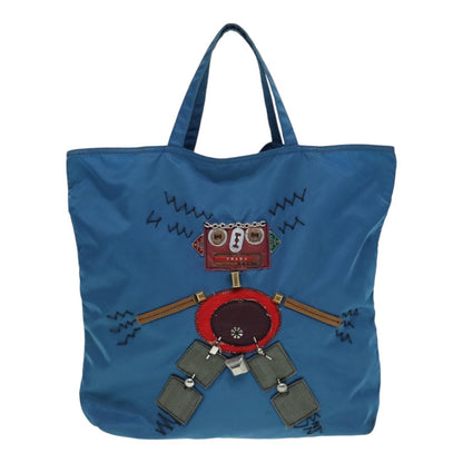 Prada Robot Open Tote Tessuto, BLUE, NYLON, Tote bag