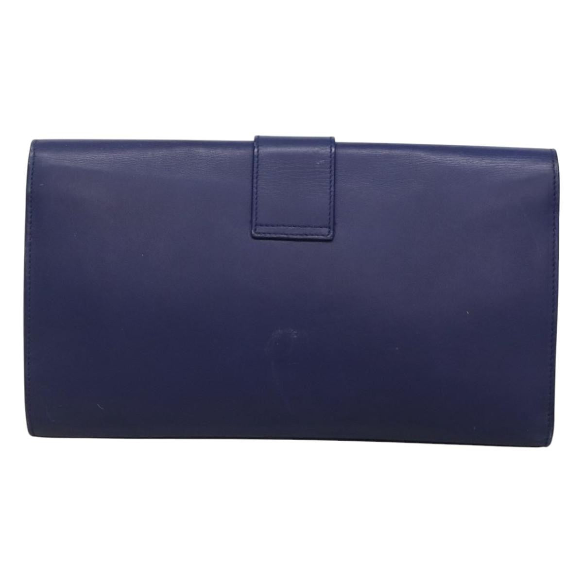Saint Laurent Chyc Clutch Leather, BLUE, LEATHER, Clutche & pouche