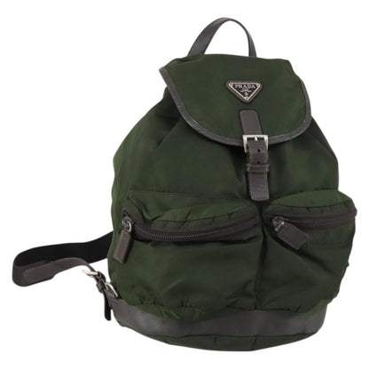 Prada Double Front Pocket Backpack Tessuto, KHAKI, NYLON, Backpack