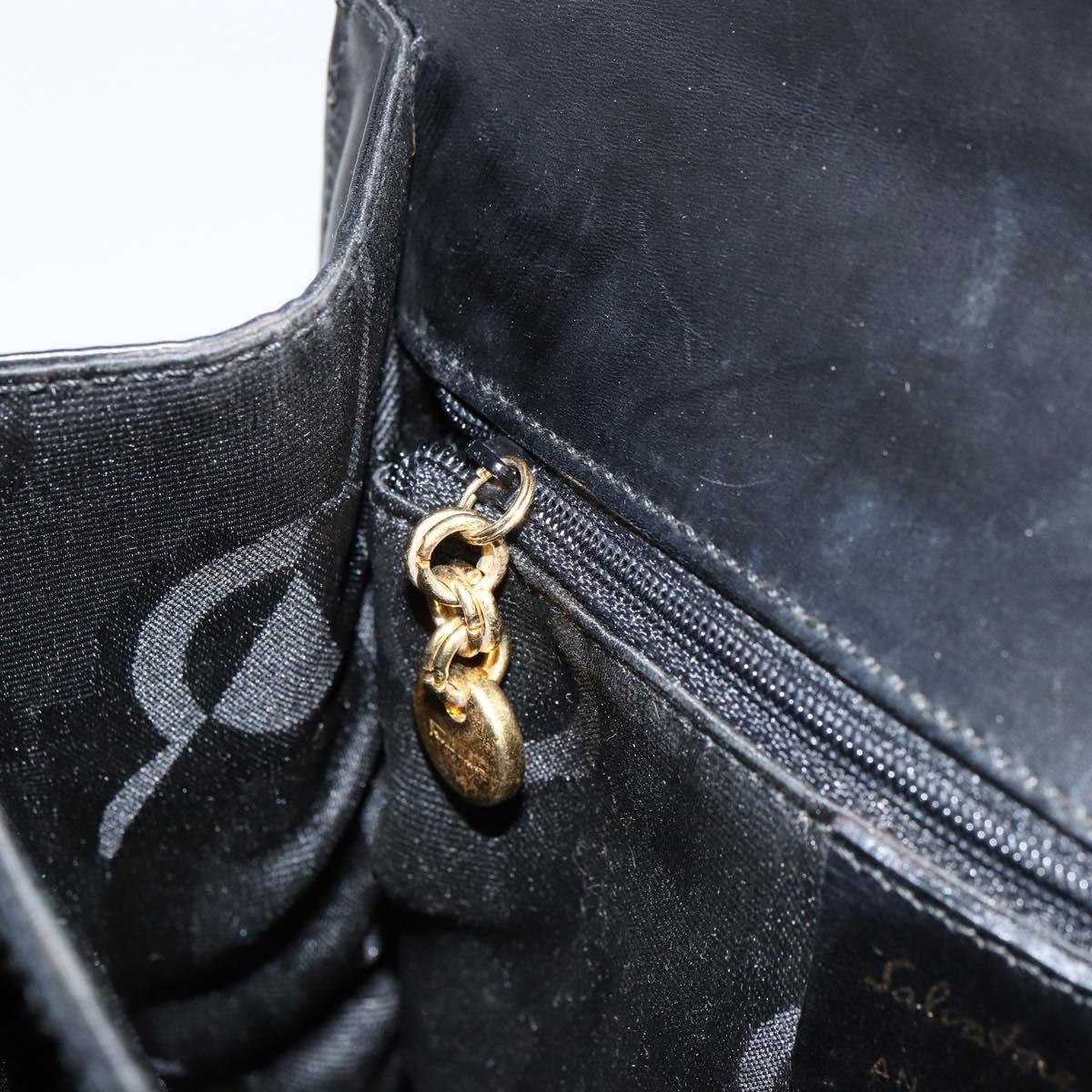 Salvatore Ferragamo Gancini Convertible Top Handle Bag Leather, BLACK, LEATHER, Handbag