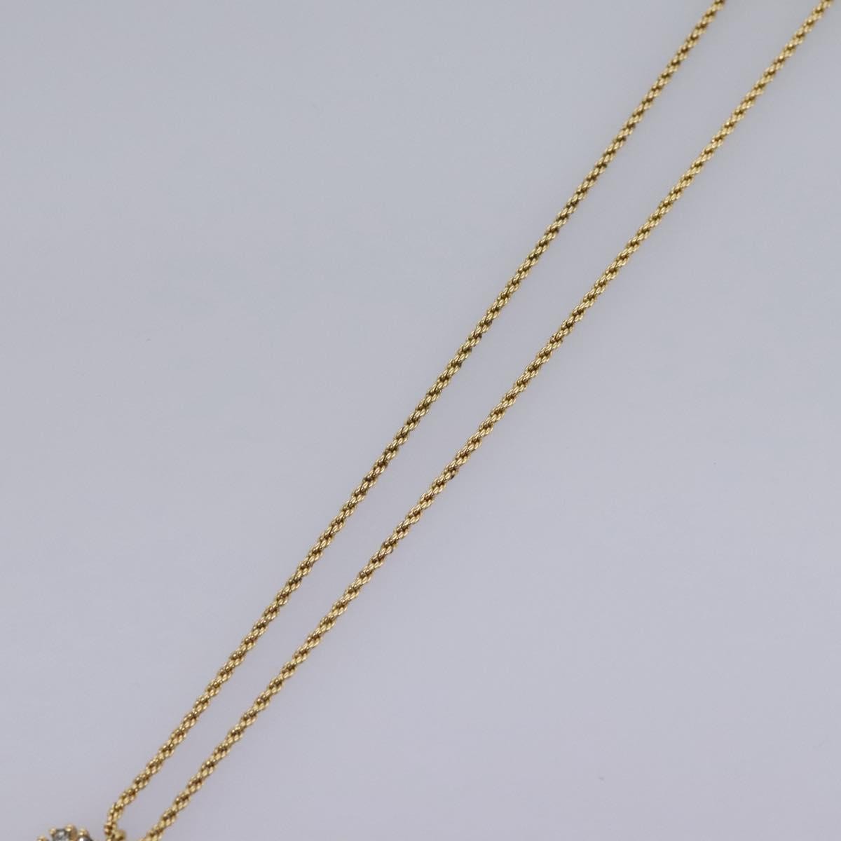 Christian Dior Logo Heart Pendant Necklace Metal with Crystal, GOLD, METAL, Necklace