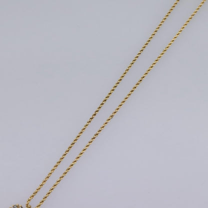 Christian Dior Logo Heart Pendant Necklace Metal with Crystal, GOLD, METAL, Necklace