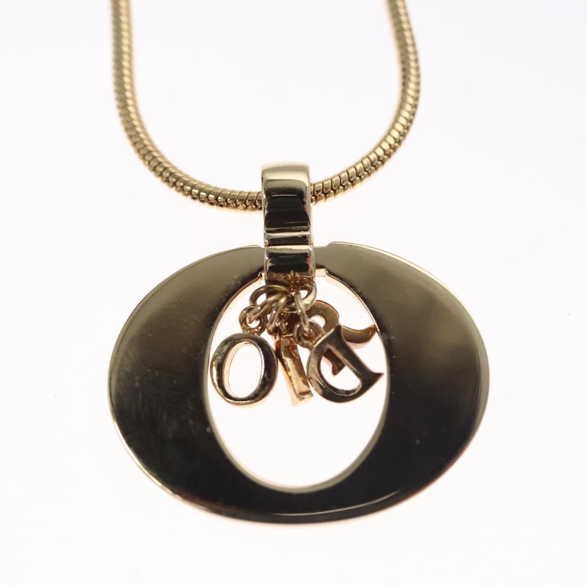 Christian Dior Logo Pendant Necklace Metal, GOLD, METAL, Necklace