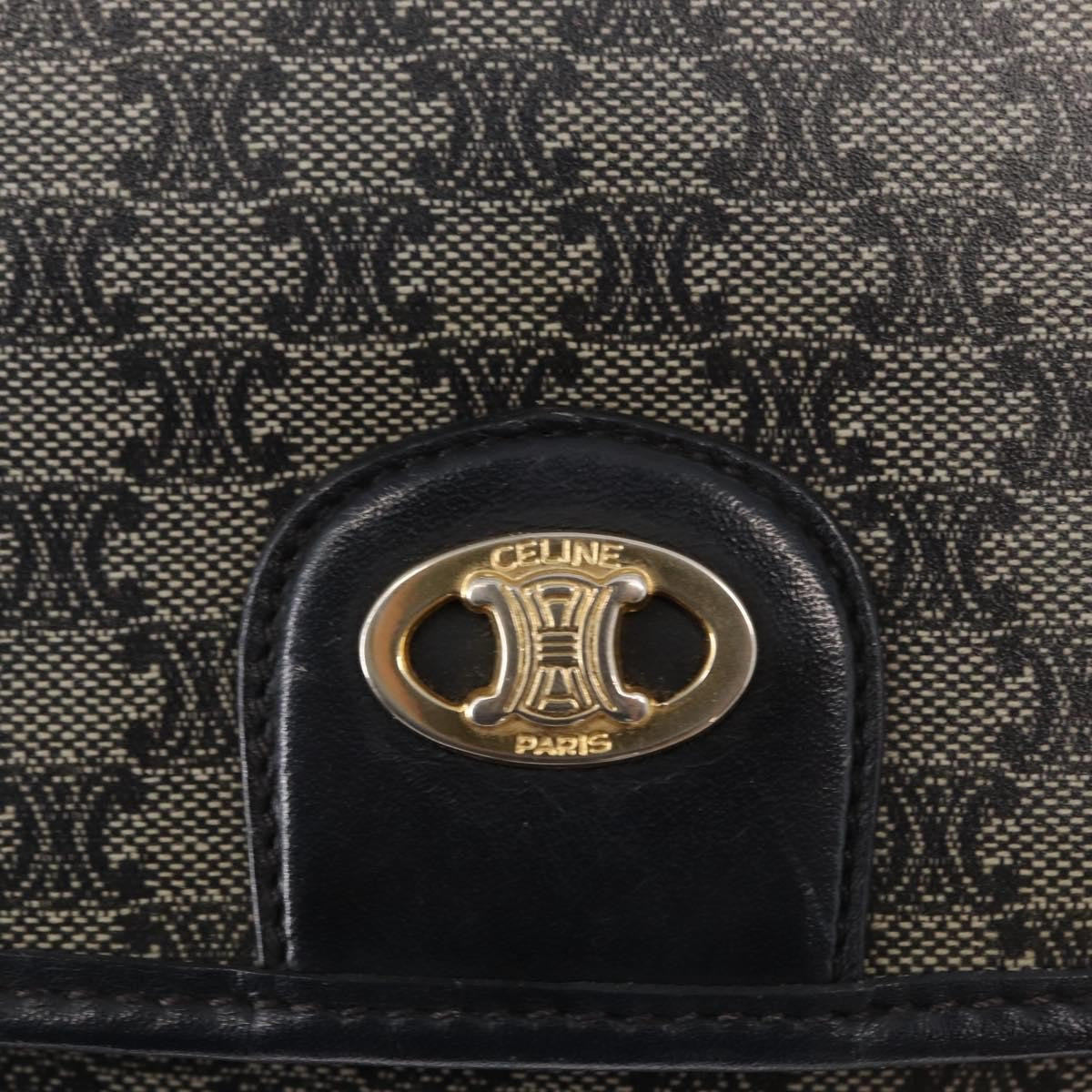 Celine Vintage Macadam Shoulder Bag Canvas and Leather, BLACK, CANVAS, Shoulder bag