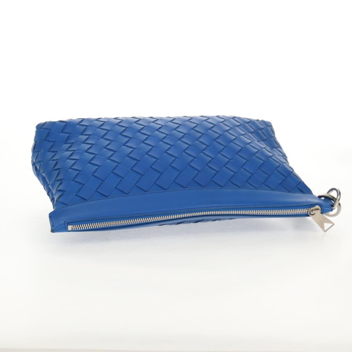 Bottega Veneta Zip Pouch Intrecciato Nappa, BLUE, LEATHER, Clutche & pouche