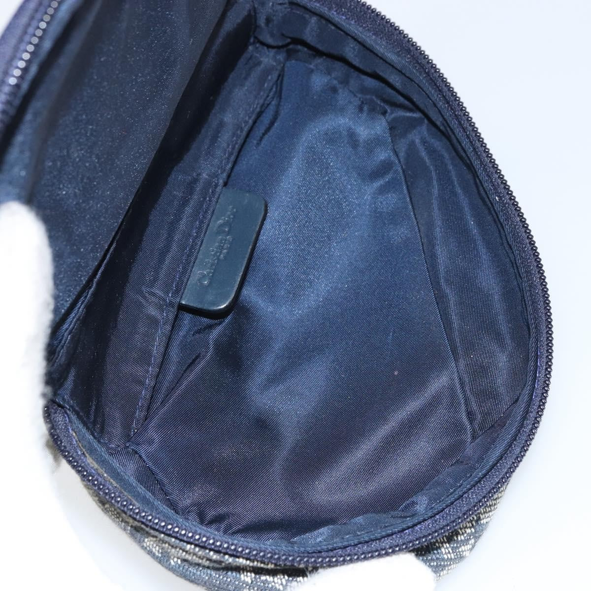 Christian Dior Vintage Saddle Coin Purse Diorissimo Canvas, NAVY, CANVAS, Clutche & pouche
