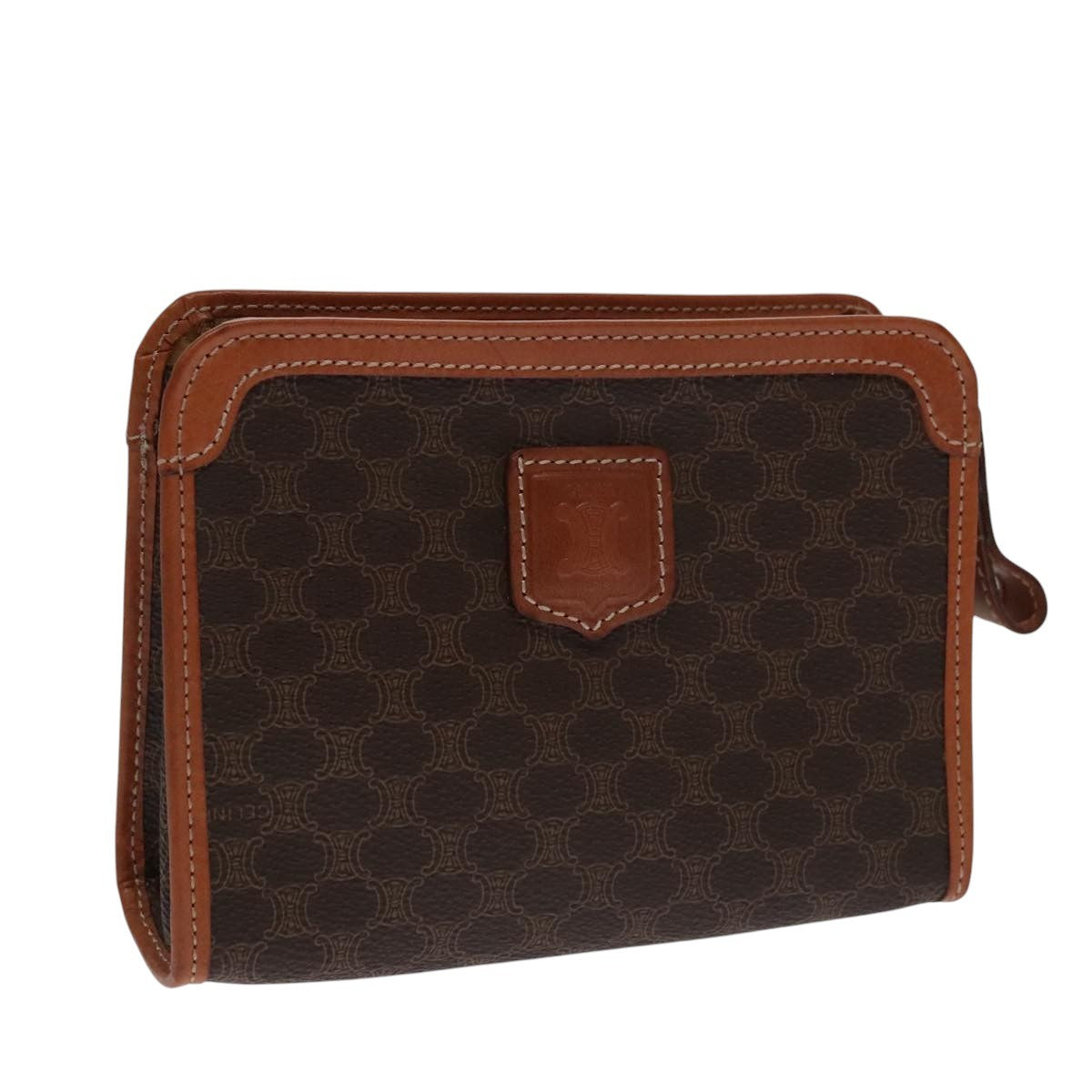 Celine Macadam Pochette Clutch, BROWN, PVC, Clutche & pouche