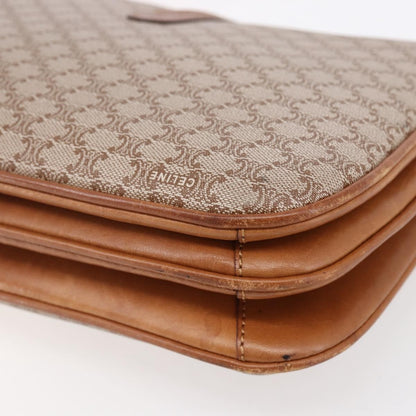 Celine Vintage Macadam Shoulder Bag Canvas and Leather, BEIGE, CANVAS, Shoulder bag