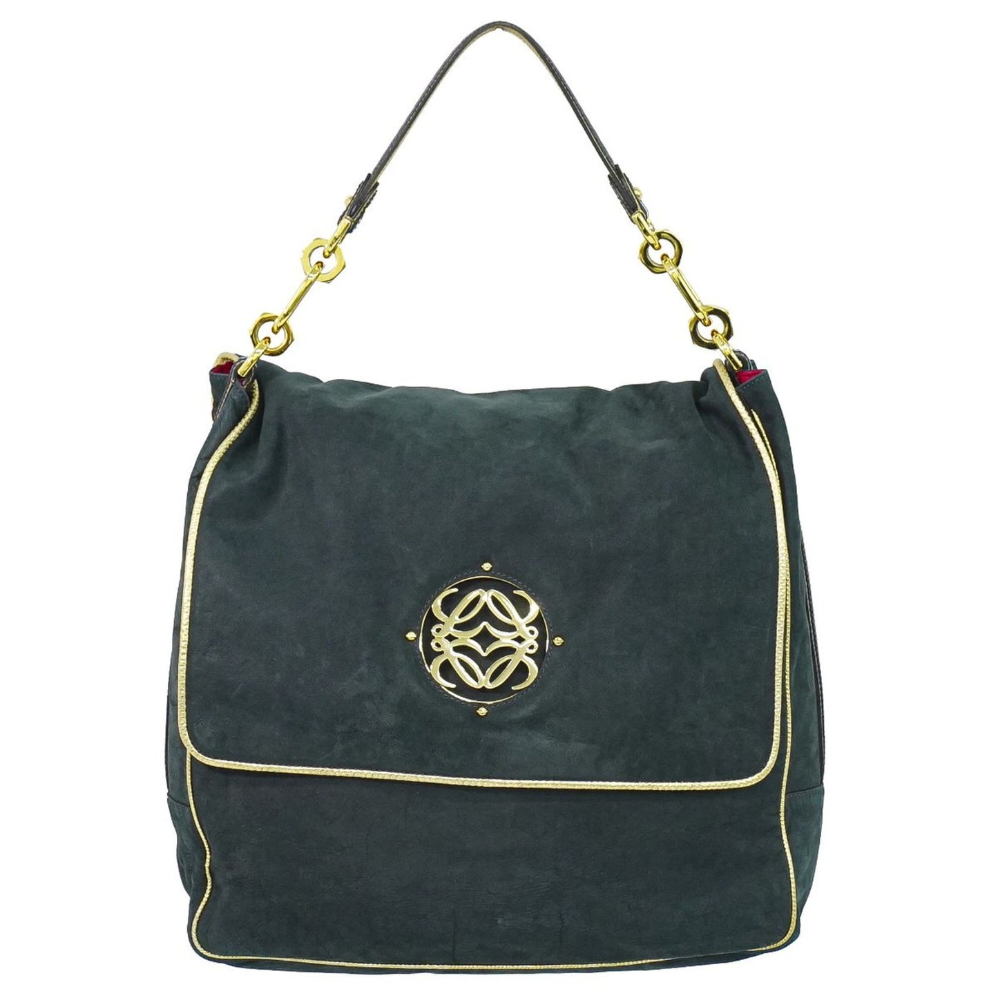 Loewe Anagram Shoulder Bag Suede, Black, Suede, Shoulder Bag