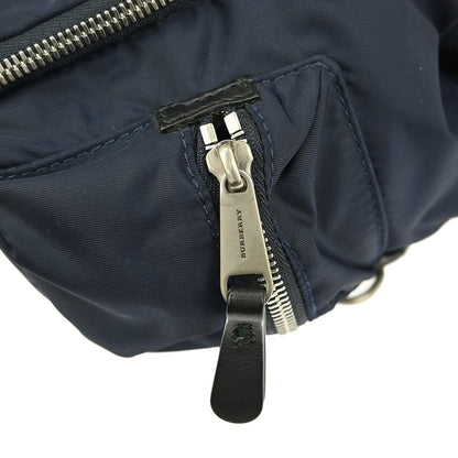 Burberry Logo Rucksack Backpack Nylon with Leather, NAVY, NYLON, Backpack