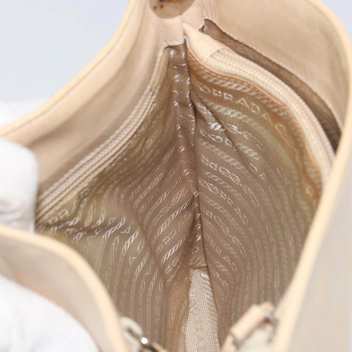 Prada Vintage Shoulder Bag Leather, BEIGE, LEATHER, Shoulder bag