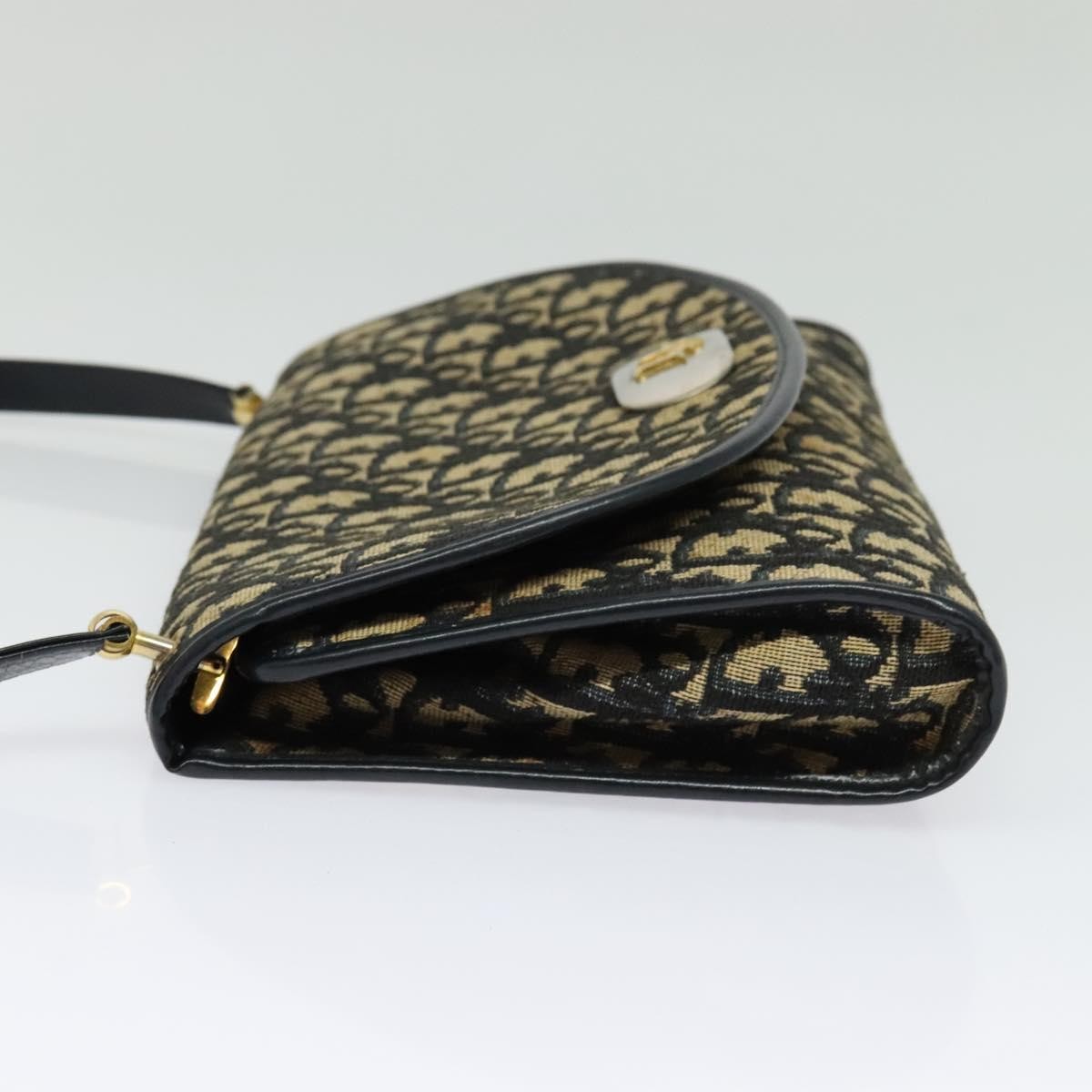 Christian Dior Vintage Trotter Flap Shoulder Bag Diorissimo Canvas, NAVY, CANVAS, Shoulder bag