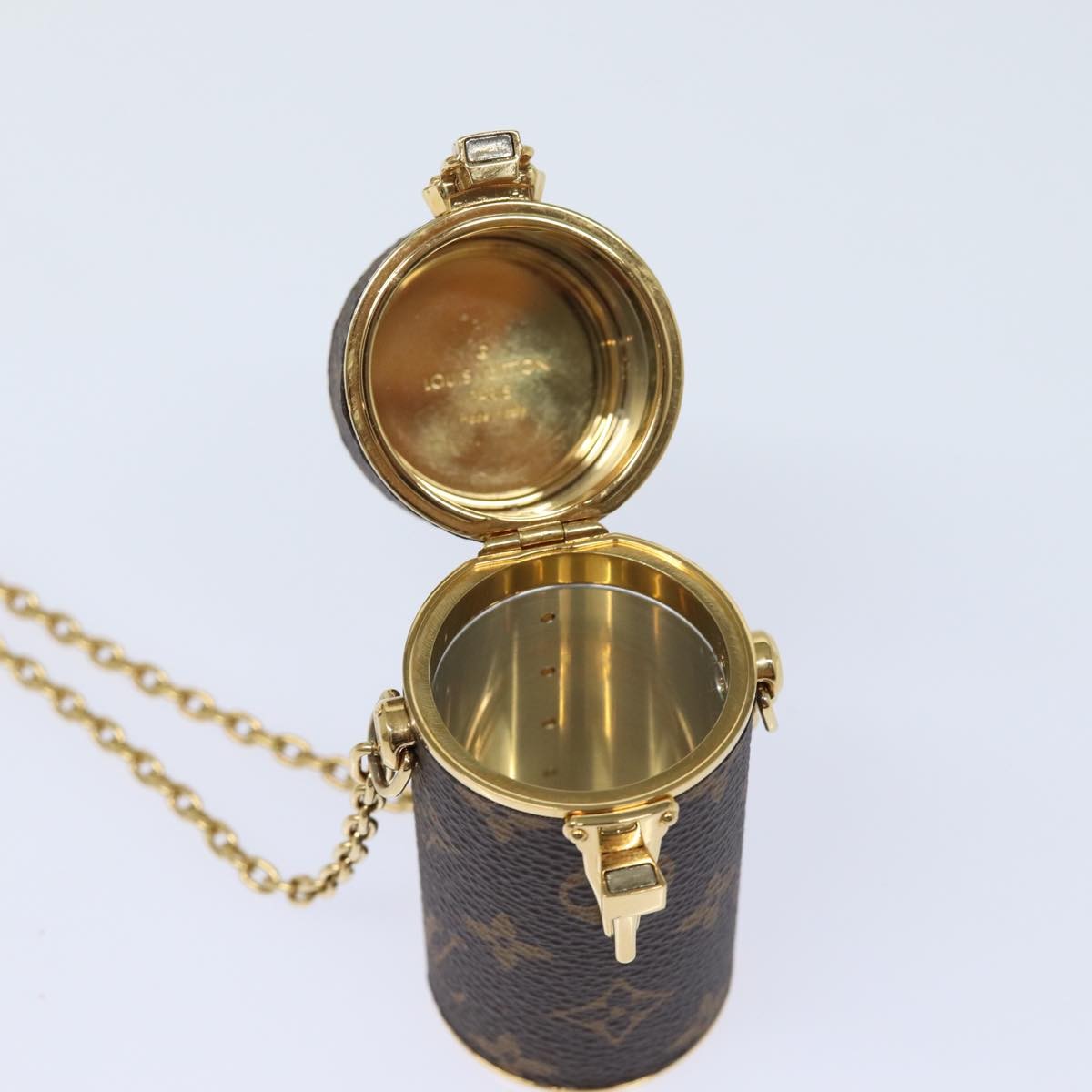 Louis Vuitton Lipstick Case on Chain Monogram Canvas, BROWN, CANVAS, Clutche & pouche