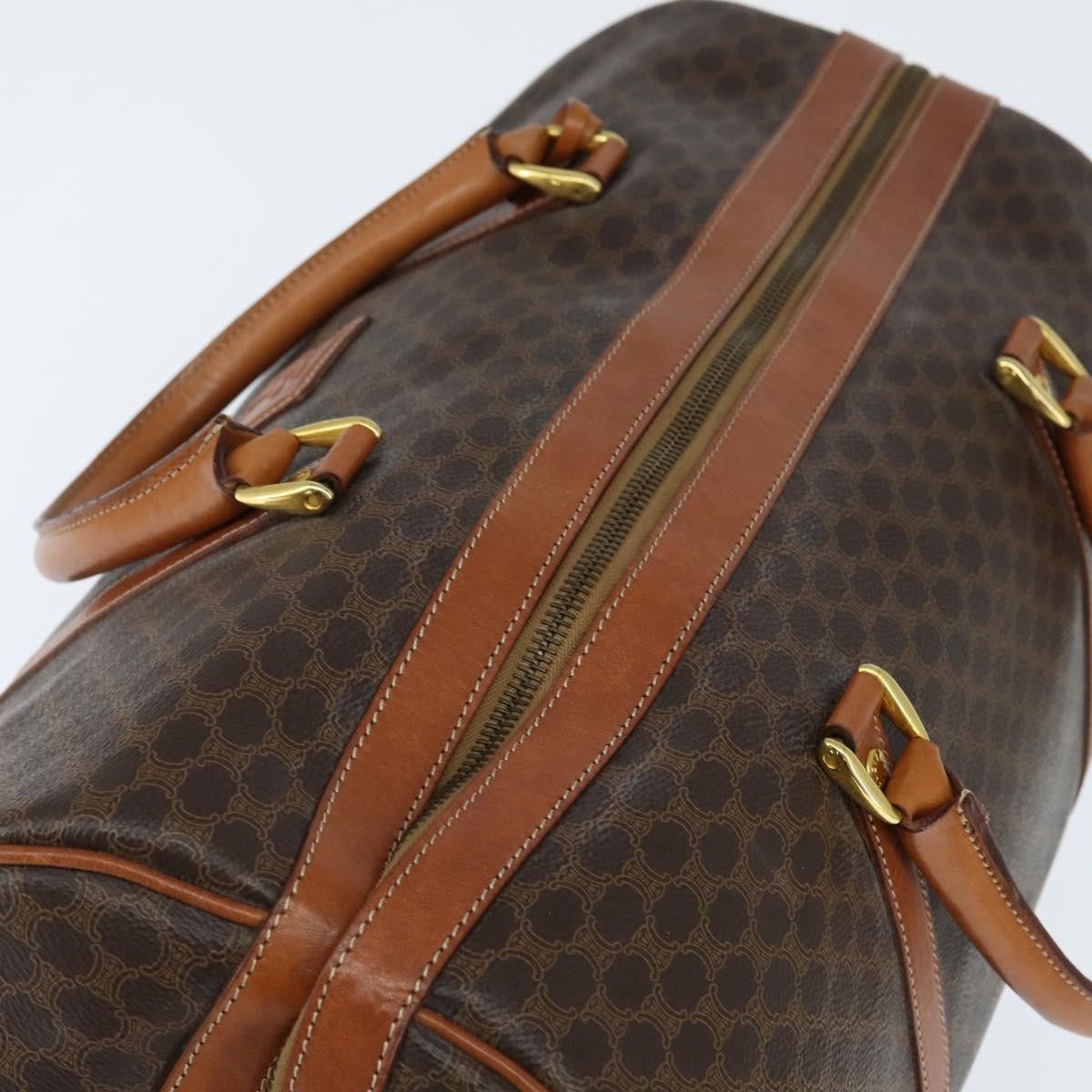 Celine Vintage Boston Bag Macadam Coated Canvas, BROWN, CANVAS, Travel bag