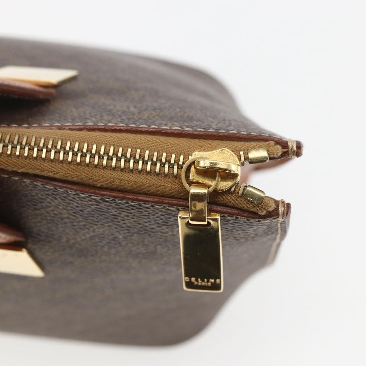 Celine Vintage Macadam Handbag Canvas and Leather, BROWN, CANVAS, Handbag