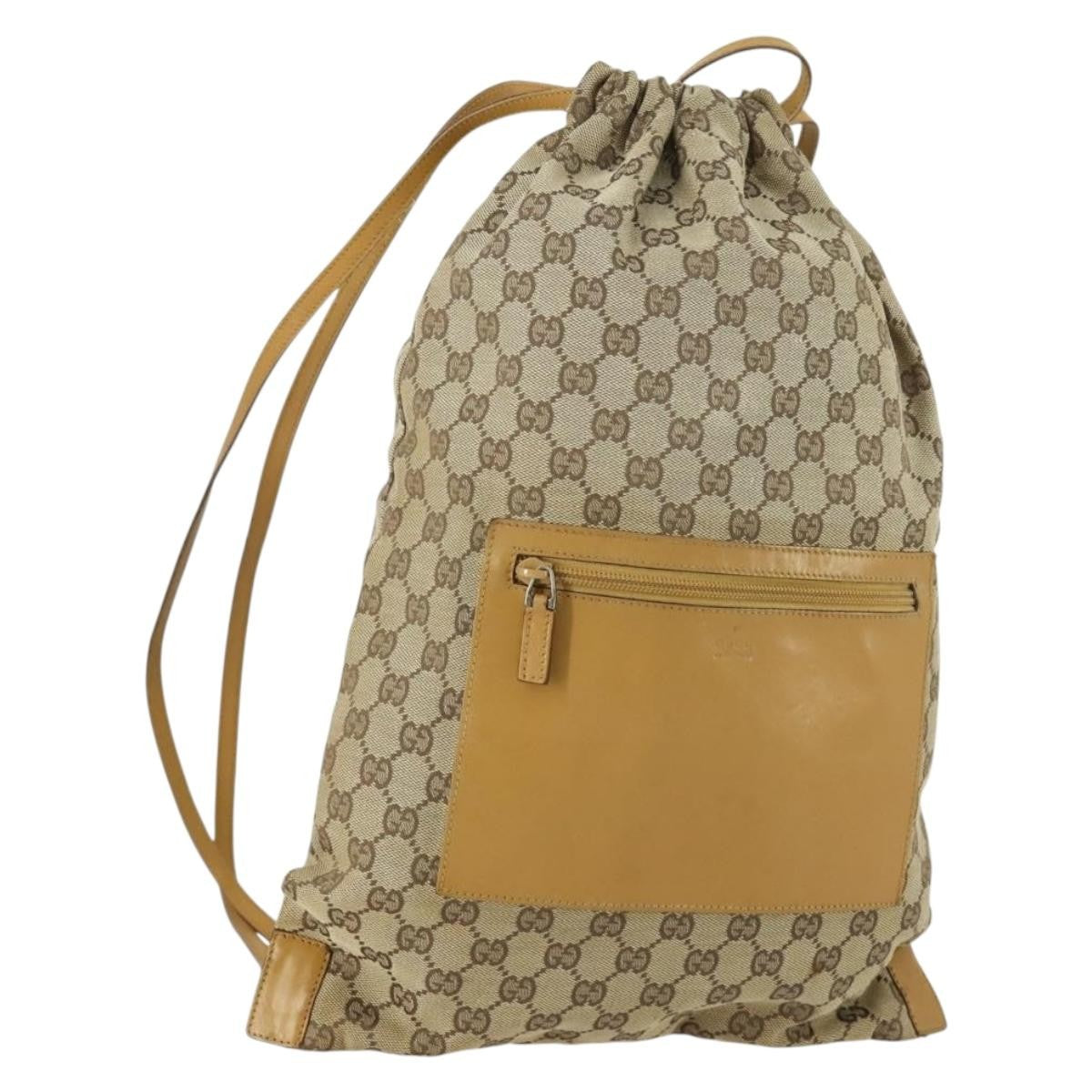 Gucci Drawstring Backpack GG Canvas, BEIGE, CANVAS, Backpack