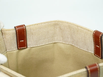 Chloe Woody Convertible Tote Canvas with Leather, BEIGE, CANVAS, Tote bag