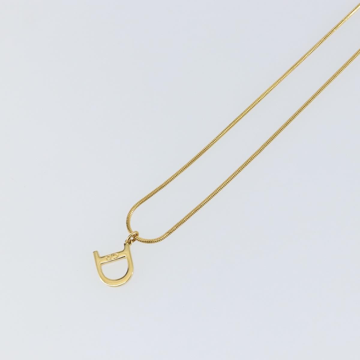 Christian Dior D logo Pendant Necklace Metal, GOLD, METAL, Necklace