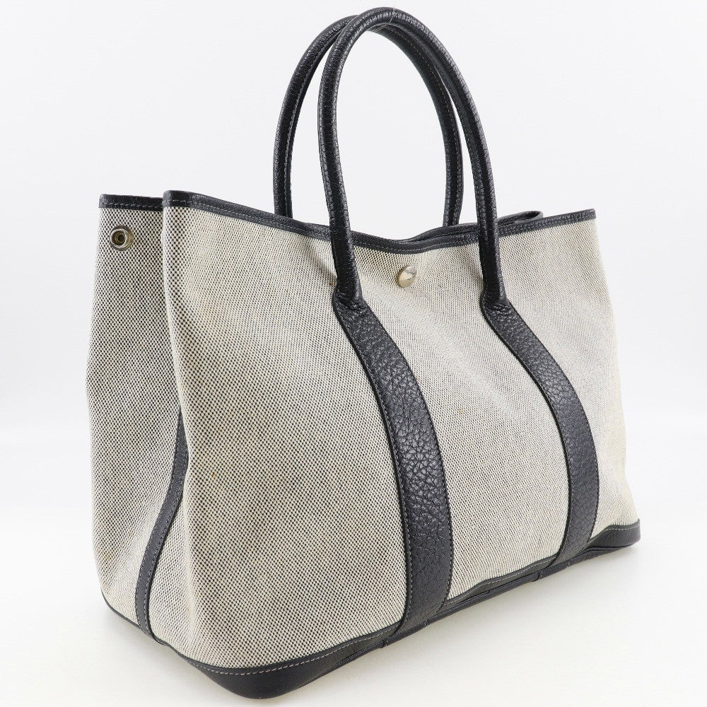 Hermes Garden Party Tote Toile and Leather, GRAY, CANVAS, Tote bag