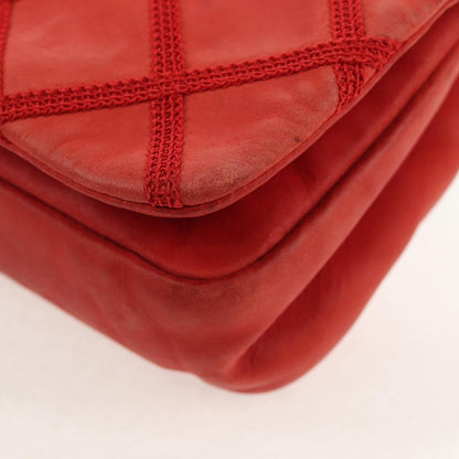 Chanel Diamond Stitch Chain Flap Bag Quilted Iridescent Calfskin, RED, LEATHER, Shoulder bag
