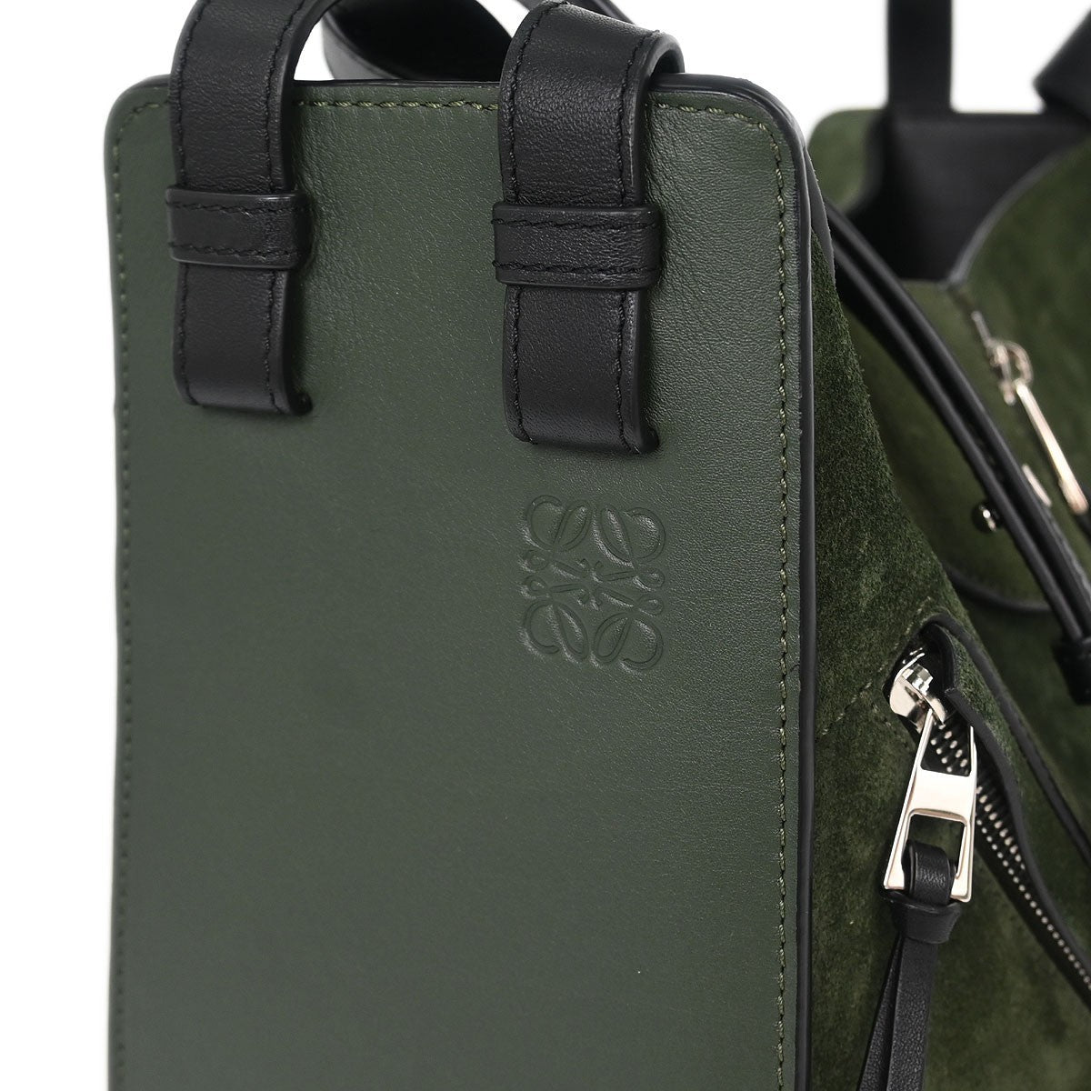 Loewe Hammock Bag Leather and Suede, GREEN, SUEDE, Handbag