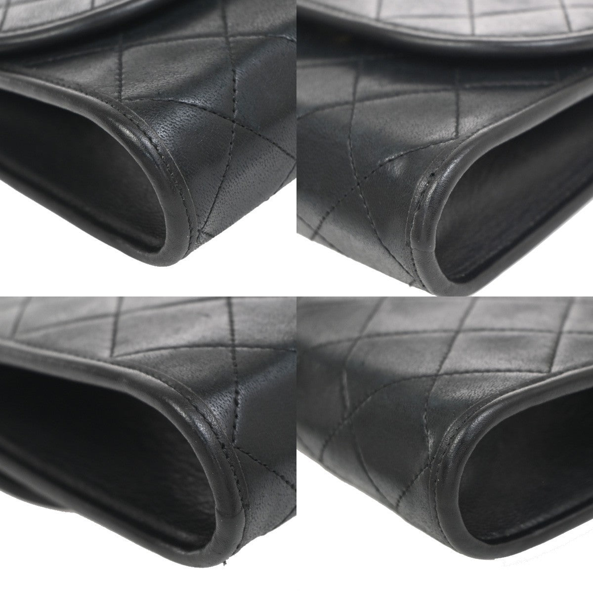 Chanel Vintage Round Flap Bag Quilted Lambskin, BLACK, LEATHER, Shoulder bag