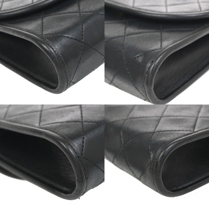 Chanel Vintage Round Flap Bag Quilted Lambskin, BLACK, LEATHER, Shoulder bag