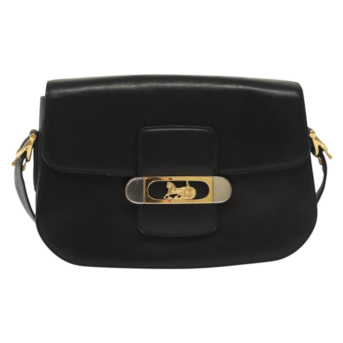 Celine Horse Carriage Shoulder bag Leather, BLACK, LEATHER, Shoulder bag