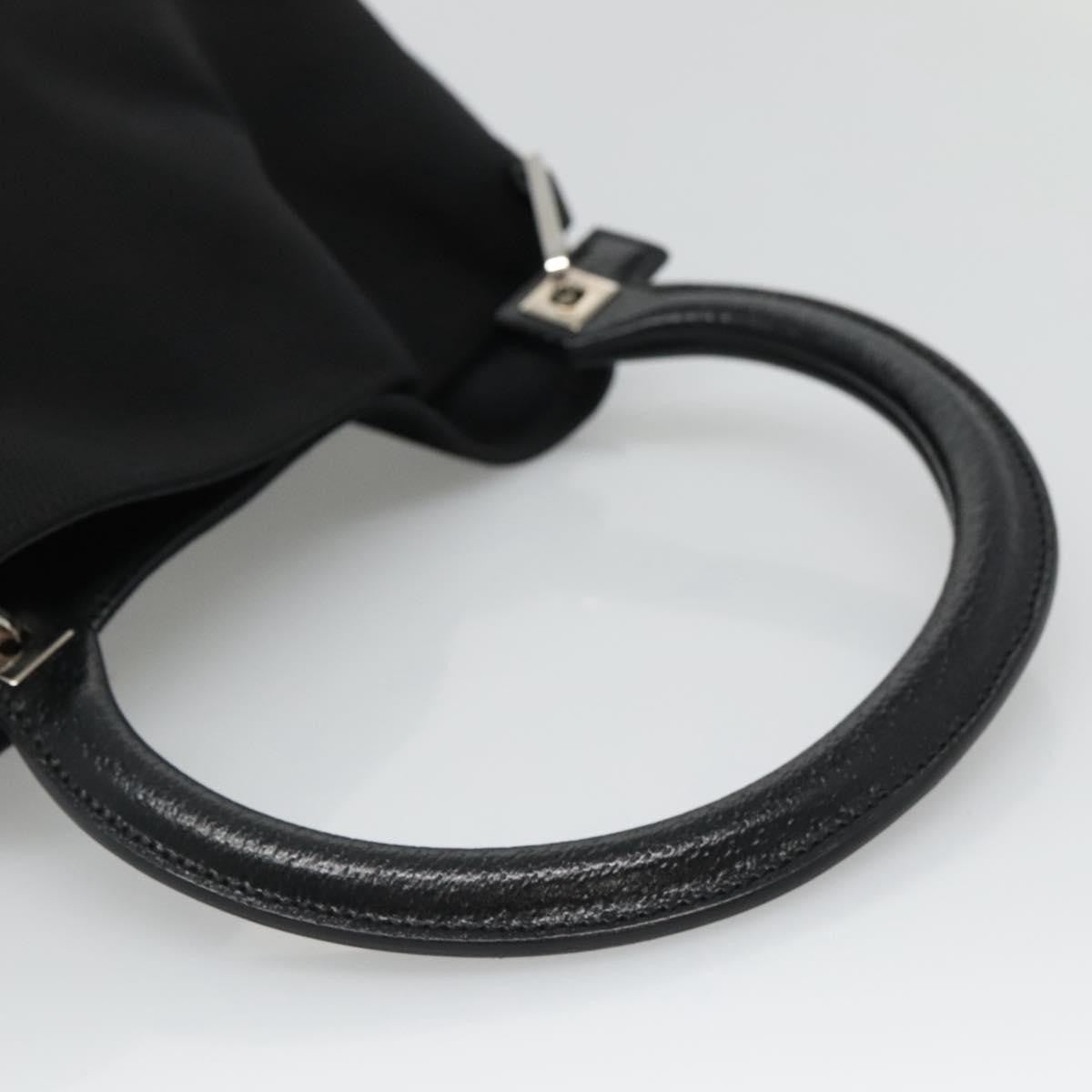 Salvatore Ferragamo Gancini handbag Canvas, BLACK, CANVAS, Handbag