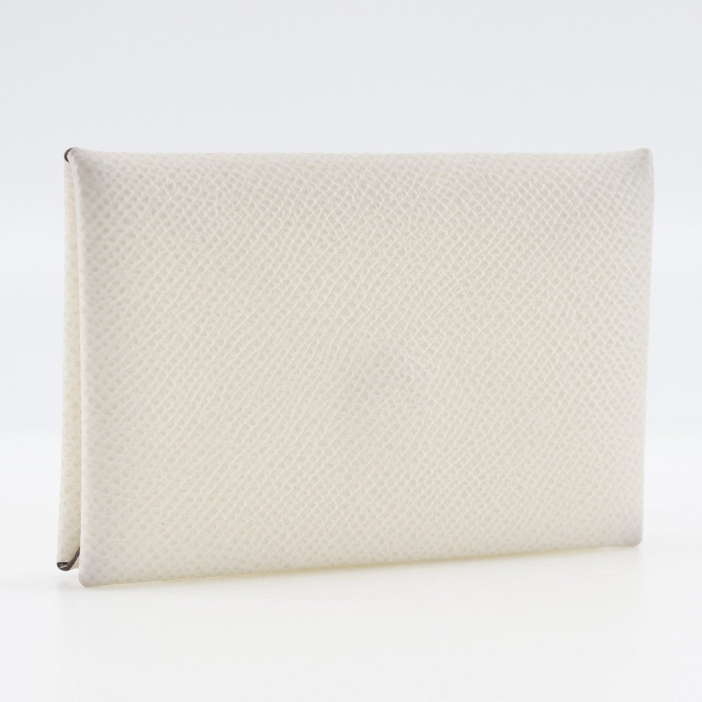 Hermes Calvi Card Holder Epsom, WHITE, LEATHER, Card Holders