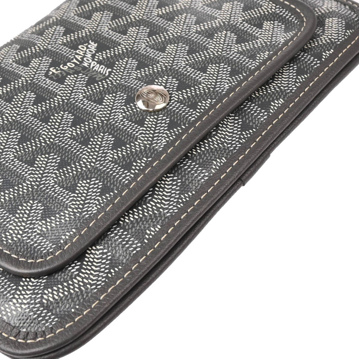 Goyard Plumet Clutch Wallet Coated Canvas, GRAY, CANVAS, Shoulder bag